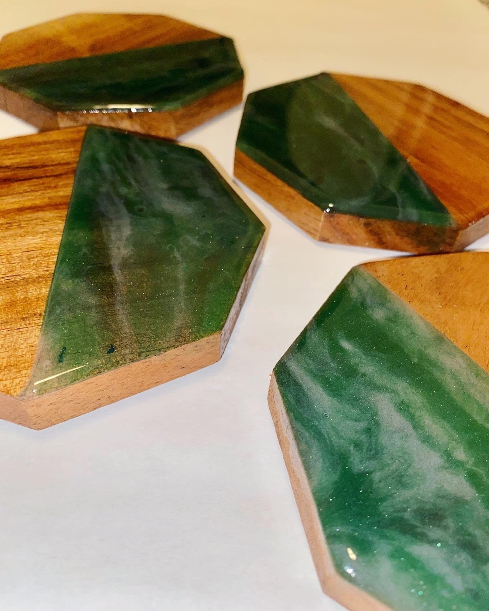 Set of 4 Wood and Resin Coasters Etsy