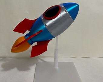 Rocket Ship Emoji 3D Print Sculpture with stand *WSB WallStreetBets*