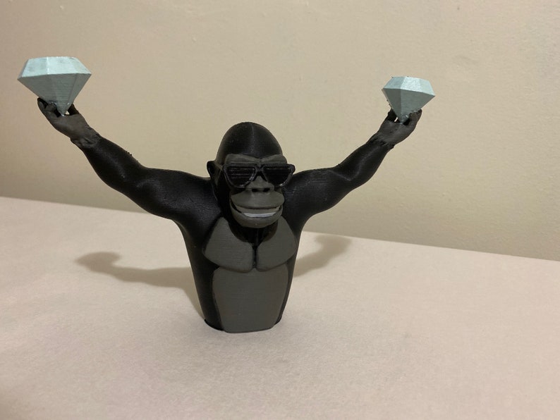 WallStreetBets Gorilla Ape Diamond Hands 3D-Printed Figure - GORILLA GANG 