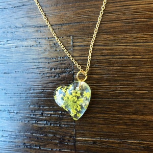 Yellow Flower Heart Pendant