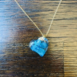 Blue Flower Heart Pendant