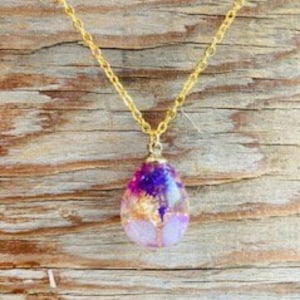 Floral 3D Tear Drop Resin Pendant