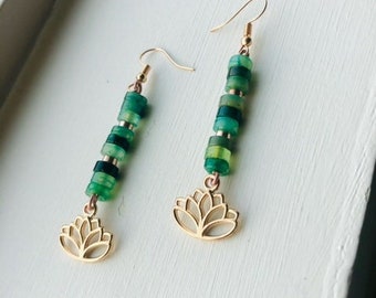 Green Lotus Earrings