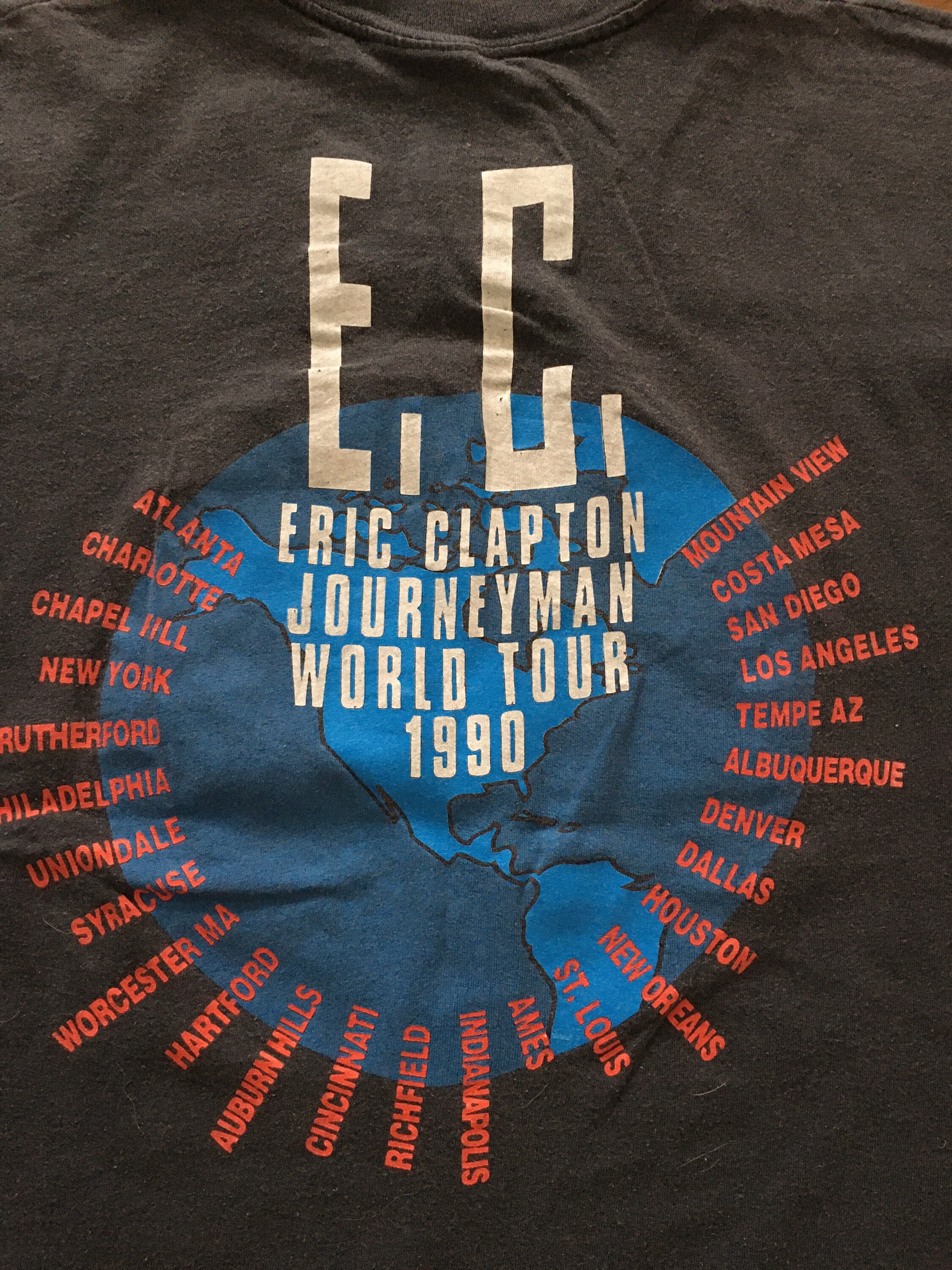 ERIC CLAPTON JOURNEYMAN TOUR 1990 Tシャツ L Vintage Eric Clapton T-Shirt Mens 1990 Journeyman Tour XL