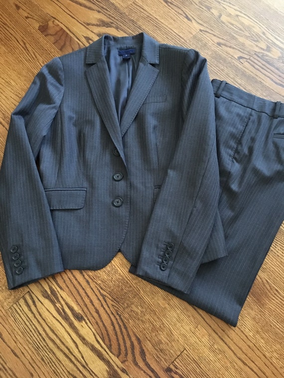 Classic J. Crew Gray Pinstripe Menswear Suit