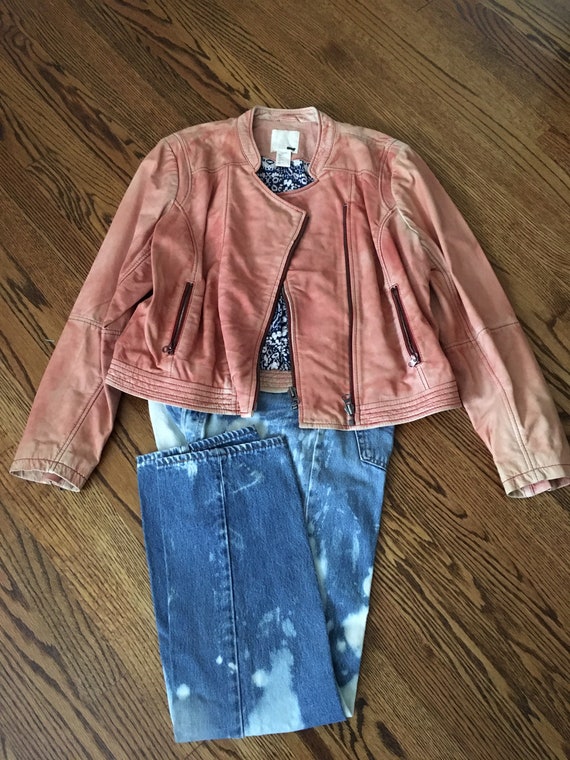 Vintage Levi’s Pale Red Leather Biker Jacket - image 10