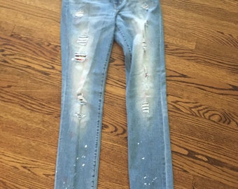 Vintage Victoria’s Secret Ripped Patched Stitched Pencil Jeans