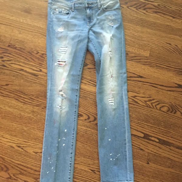 Vintage Victoria’s Secret Ripped Patched Stitched Pencil Jeans