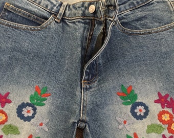 Embroidered Jeans - Etsy