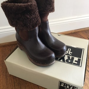 Vintage Frye morgan Shearling Clog Boot Etsy