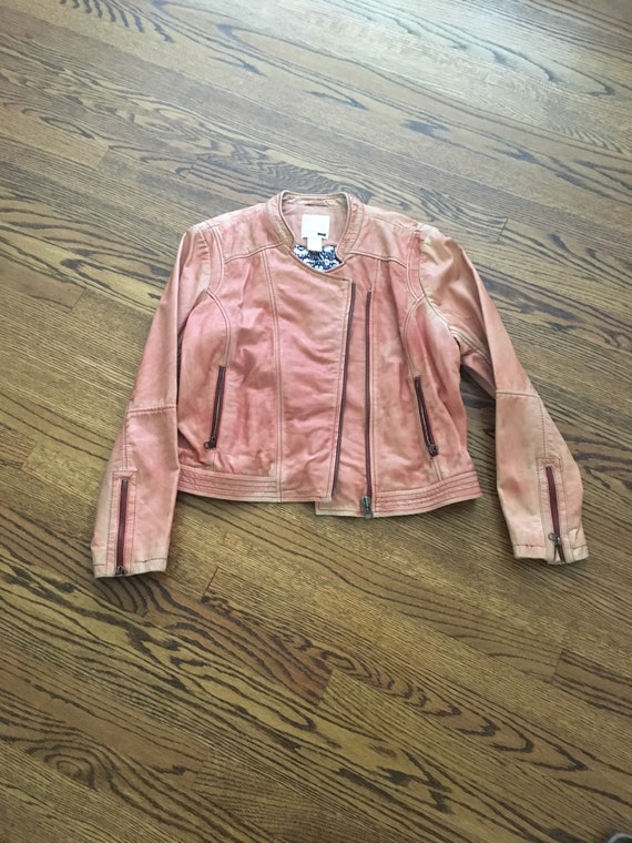 Vintage Levis Pale Red Leather Biker Jacket - Etsy