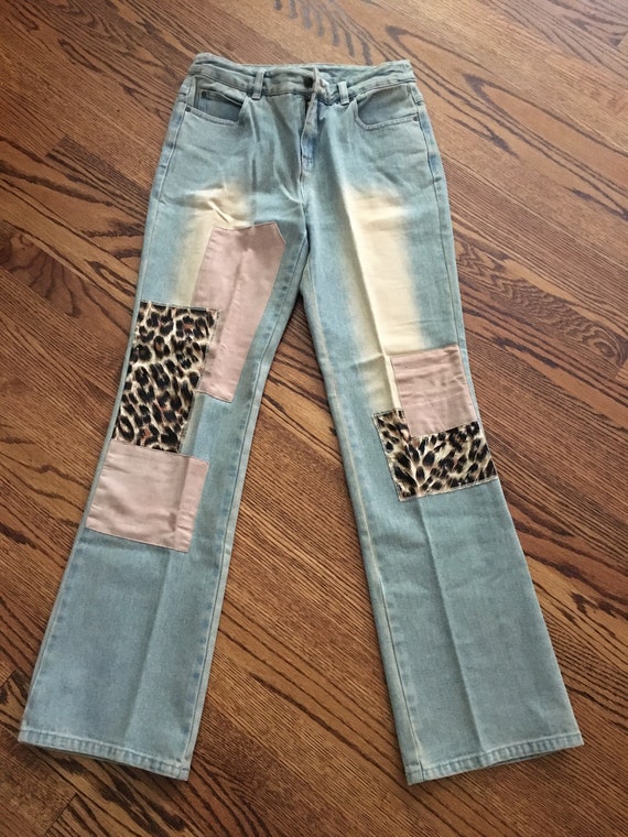 Vintage jeanology Patched Light Denim Jeans