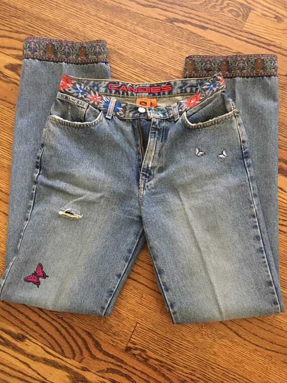 Super Vintage Candies Hippie Ripped Wash with Ribbons… Gem