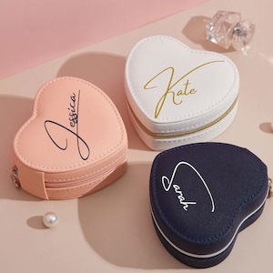 Custodia per gioielli a forma di cuore da viaggio da sposa personalizzata / Custodia per gioielli portatile / Custodia per gioielli a forma di cuore / Conservazione / Gioielli da sposa
