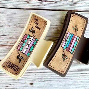 Books Claw Hair Clips svg for laser (DIGITAL file only) Tested for 3.5 inch and 5 inch claw clips