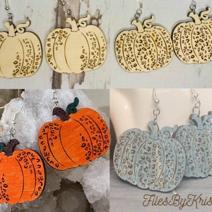 Leopard print Pumpkin Earrings svg/laser file (DIGITAL file only) Glowforge tested