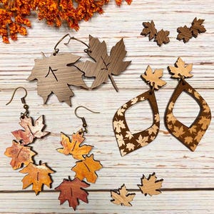 Maple Leaf Earrings Dangles & Studs svg for Lasers with reverse engrave (DIGITAL file only)