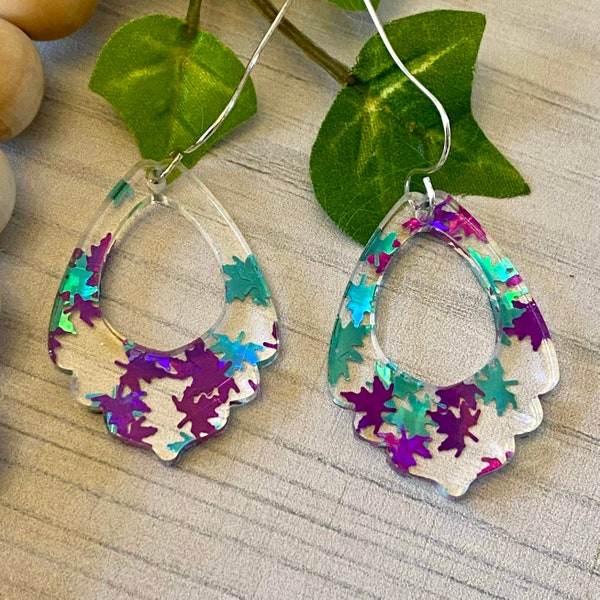 SET 2: Aretes de lágrima con corte único. Archivo de corte láser festoneado SVG (solo archivo DIGITAL), perfecto para materiales estampados.