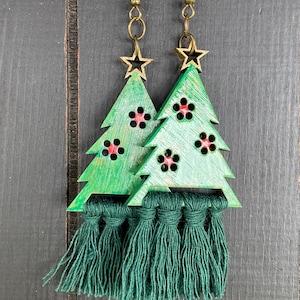 Christmas Tree Macrame Earrings svg laser cut file (DIGITAL file only) Glowforge tested