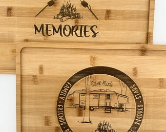 SET 3: Camping svgs for Charcuterie Boards for laser (digital file only) including  Making S’More Memories & Camp Mode
