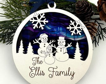 Snowman Family Ornament for Personalizing svg for Laser (DIGITAL file only)