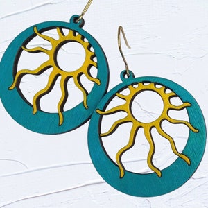 Sun in circle Earrings svg laser cut file (DIGITAL file only) Glowforge tested