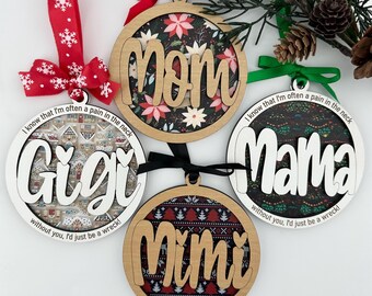 Mom/Gigi/Mama/Mimi Ornament svg for lasers (DIGITAL file only)