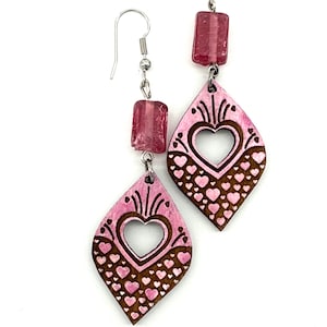Bohemian Heart Earrings svg laser cut file with reverse engrave (DIGITAL file only) Glowforge tested