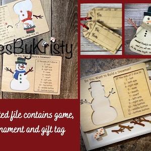 Do You Want to Build a Snowman Adding Game with bonus height ornament and gift tag/nested laser svg (DIGITAL file only) Glowforge tested