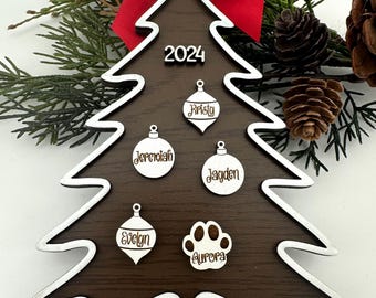 Christmas Tree Family  Ornament for Personalizing svg for Laser (DIGITAL file only)
