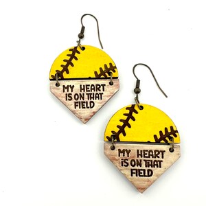 Softball/baseball My Heart is on That Field Earrings Svg for Lasers ...