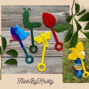 Bug Bubble Wands svg for laser (DIGITAL file only) Glowforge tested - bee, ladybug, butterfly
