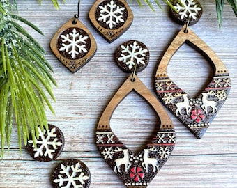 Christmas Reindeer Sweater Earrings reverse engrave svg for Lasers (DIGITAL file only)