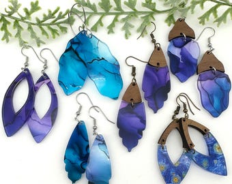 SET 4 : Cut Only 1 and 2 Piece SKINNY Teardrop Earrings svg laser cut file (DIGITAL file only) perfect for patterned material
