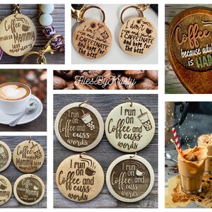 SET 8: Coffee & Iced Coffee svg files for bracelets, keychains, lanyards, wristlets or other items svg for laser (DIGITAL file only) funny