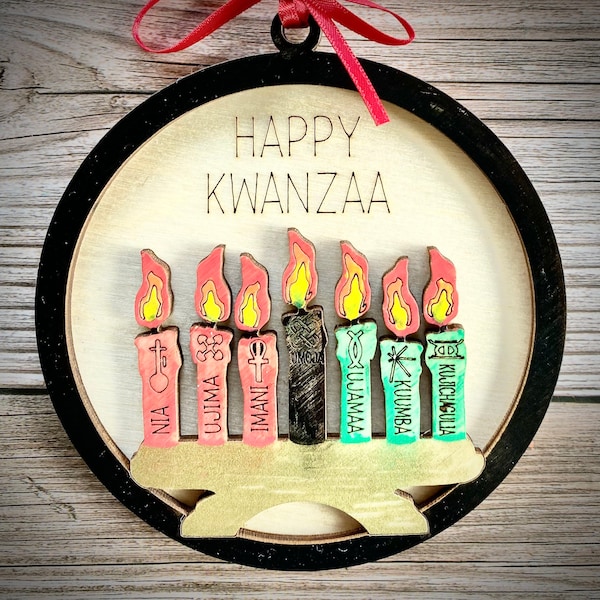 Kwanzaa Ornament & Sign svg for lasers (DIGITAL file only) Glowforge tested