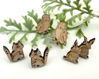 Studs Pack 5: Boho Forest Animals Earrings svg for laser (DIGITAL file only)