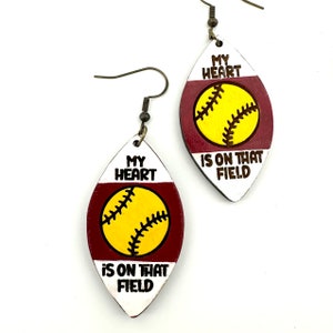 Softball/baseball My Heart is on That Field Earrings Svg for Lasers ...