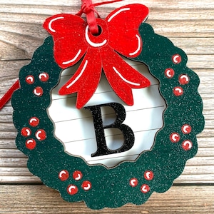 Wreath Ornament with Monogram Letters svg for laser (DIGITAL file only) Glowforge tested