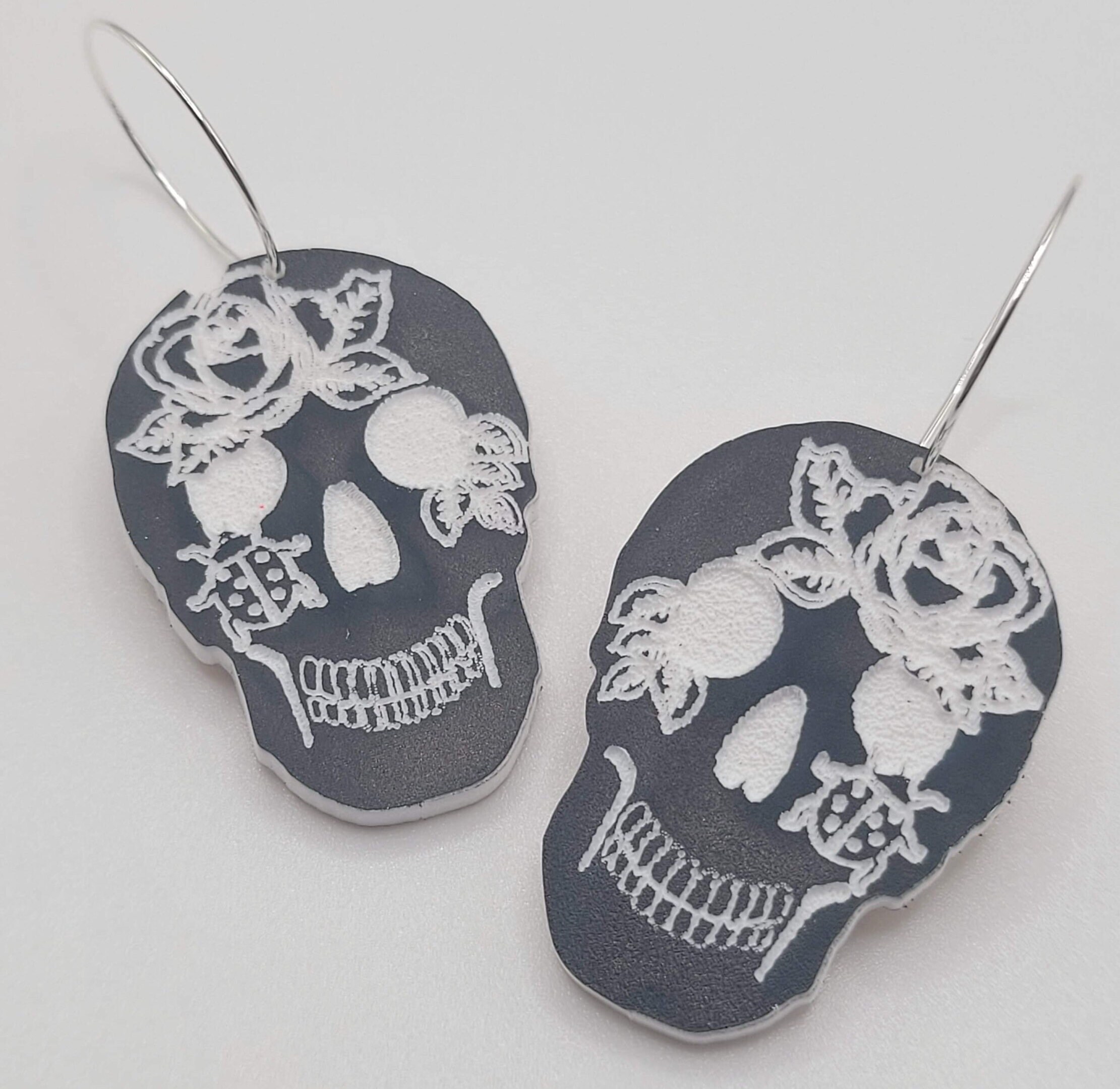 Rose & Ladybug Skull Earrings Svg for Lasers With Reverse - Etsy