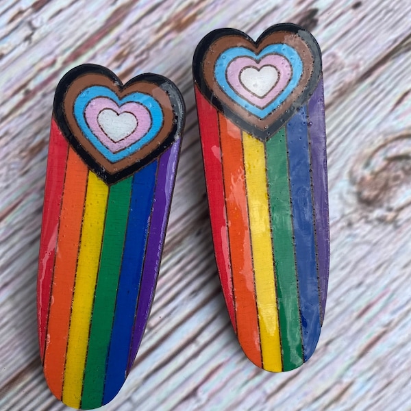 LGBTQ Progressive Pride Flag Hair Clips svg for laser (DIGITAL file only)