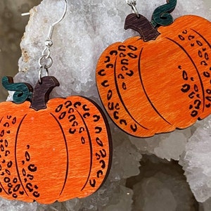 Leopard print Pumpkin Earrings svg/laser file (DIGITAL file only) Glowforge tested
