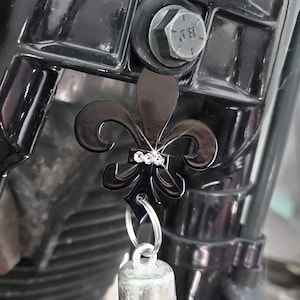 Fleur-de-lis Motorcycle Bell Hanger with Swarovski Crystals