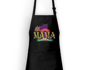 Number One Mama Apron Full-Length Pouch Pocket Custom Name Mommy Mom Grandma Made to Order with Love | YOD Designs