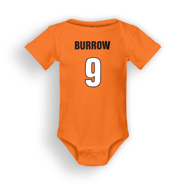 Burrow Infant Onesie Bodysuit | Bengals | Cincinnati | Burrow | Joe | Made To Order With Love