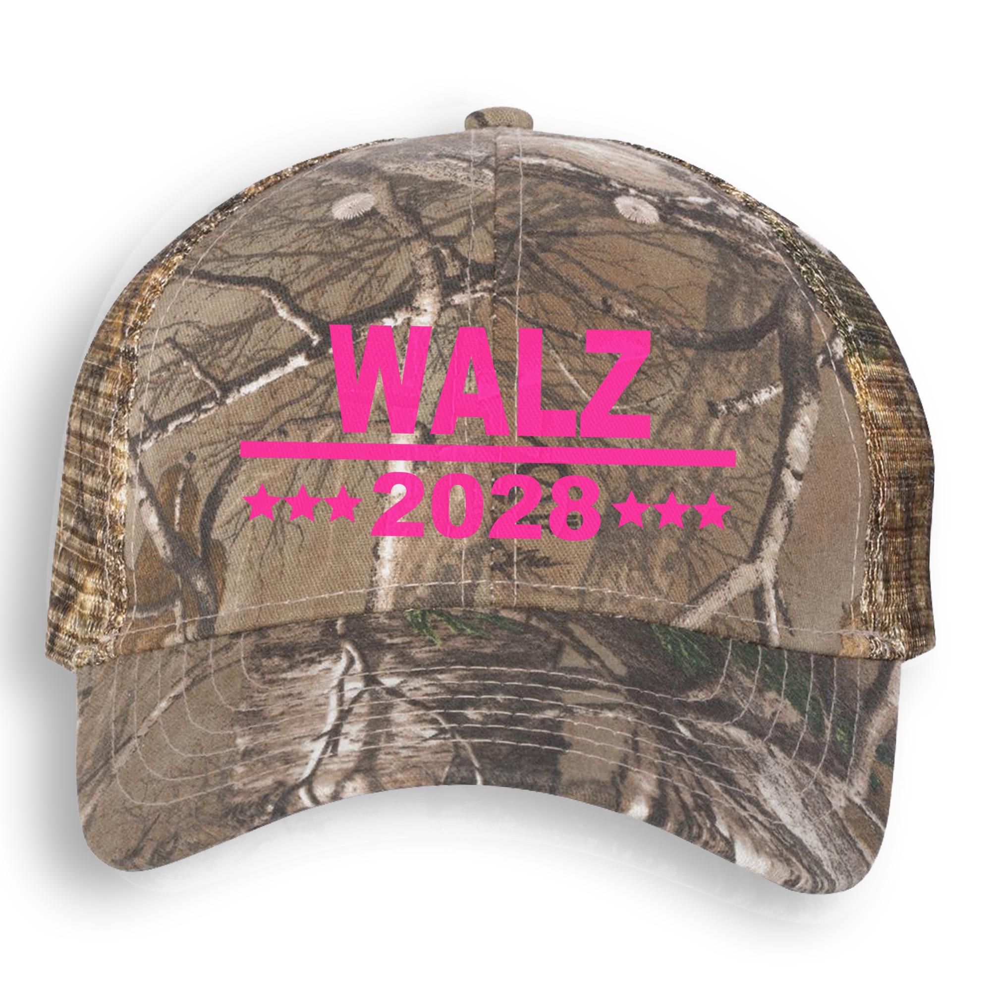 Walz 2028 Hat Camo Mesh Back Trucker Cap Made to Order With Love