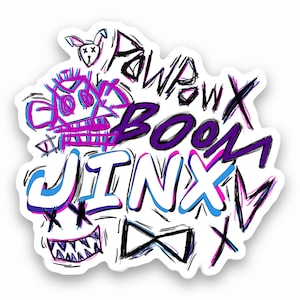 Jinx Laminierte Sticker Arcane League of Legends | Mit Liebe auf Bestellung