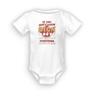 Si no sabe firmar, camiseta de una pieza para bebé, body para bebé recién nacido / ASL / Lenguaje de señas americano / Hecho a pedido con amor