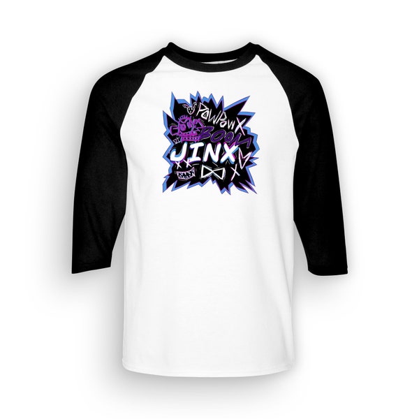 Jinx Adult Raglan 3/4 Sleeve T-shirt | Arcane | League of Legends | Made To Order With Love