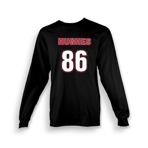 Hughes Youth Long Sleeve T-shirt | Devils | New Jersey | Jack | Made To Order With Love